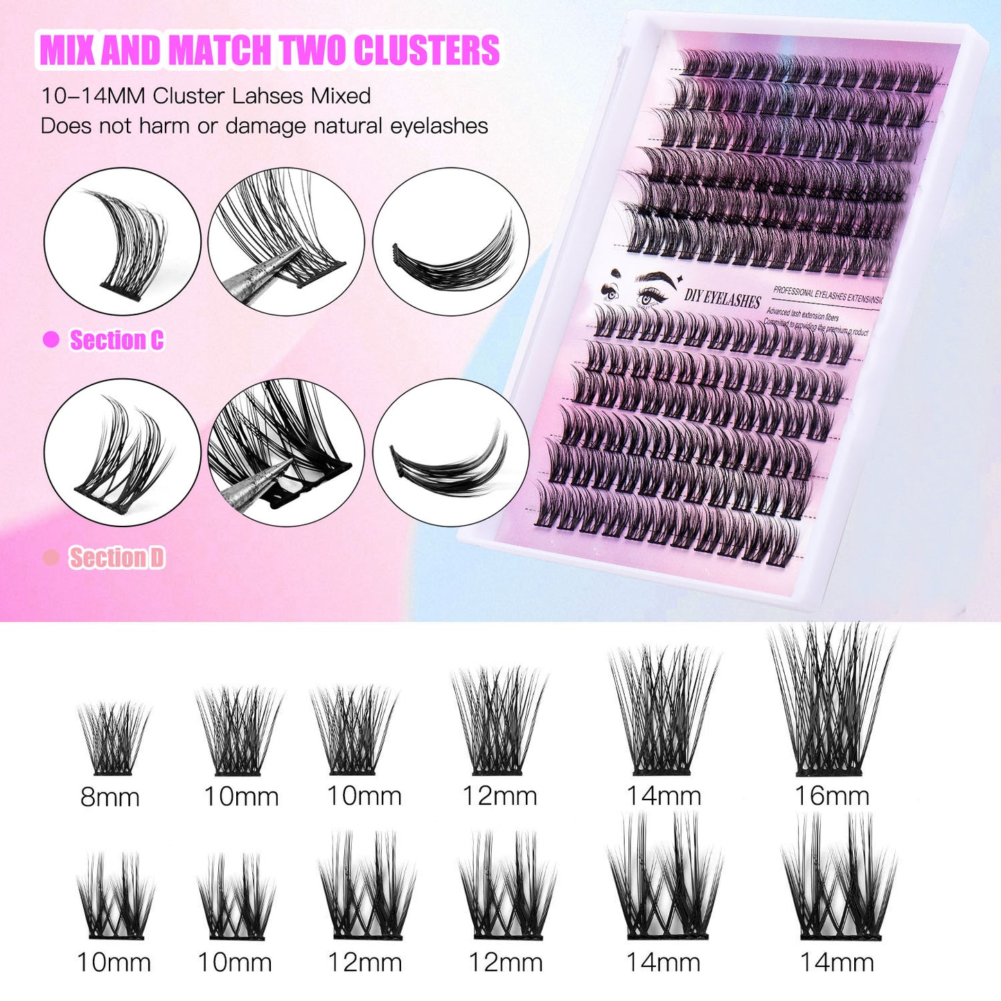 DIY Lash Clusters Kit – Salon Look at Home (12 Rows / 150 Pcs)
