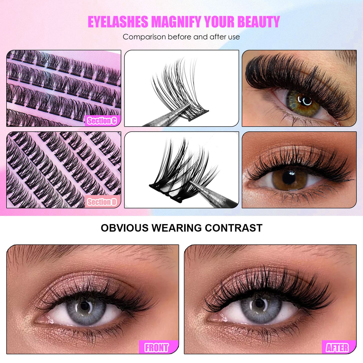 DIY Lash Clusters Kit – Salon Look at Home (12 Rows / 150 Pcs)
