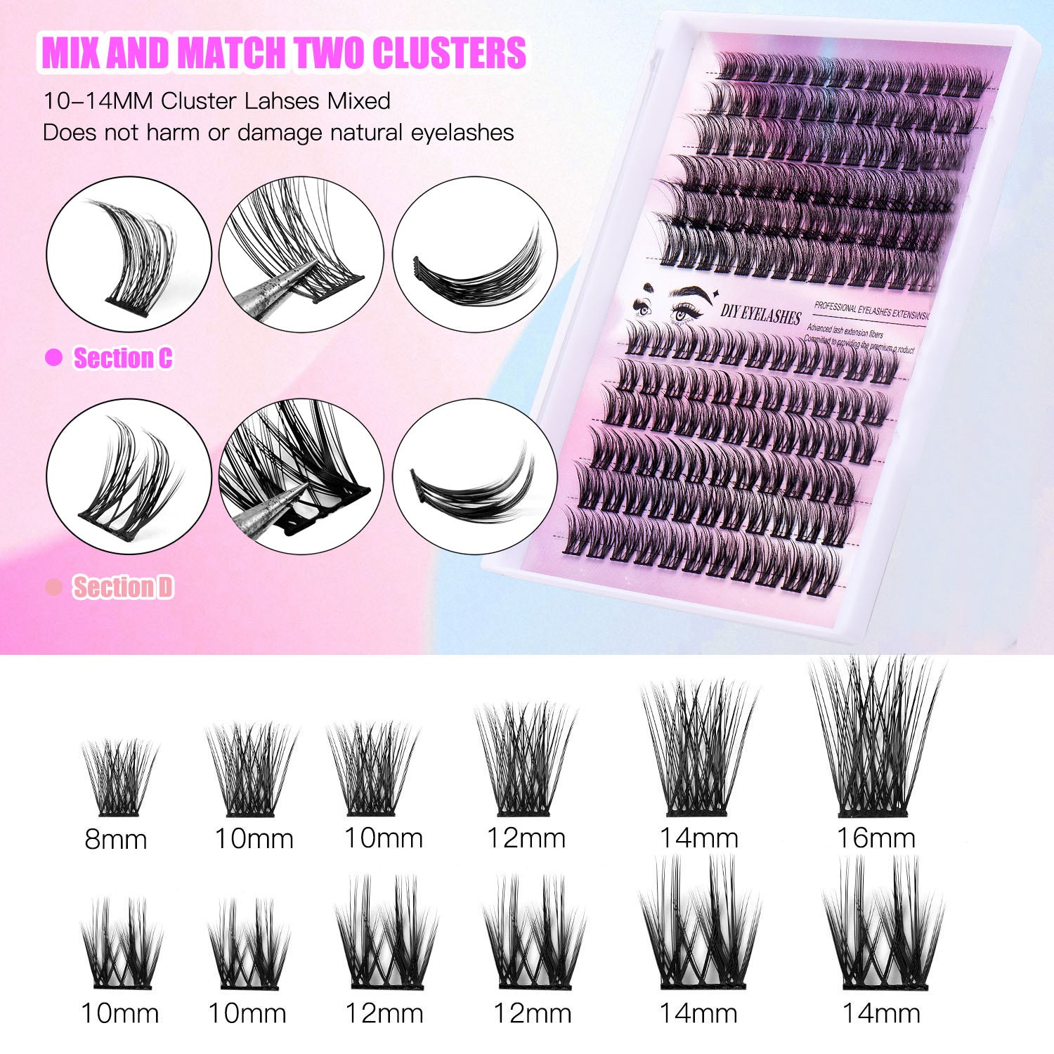DIY Lash Clusters Kit – Salon Look at Home (12 Rows / 150 Pcs)