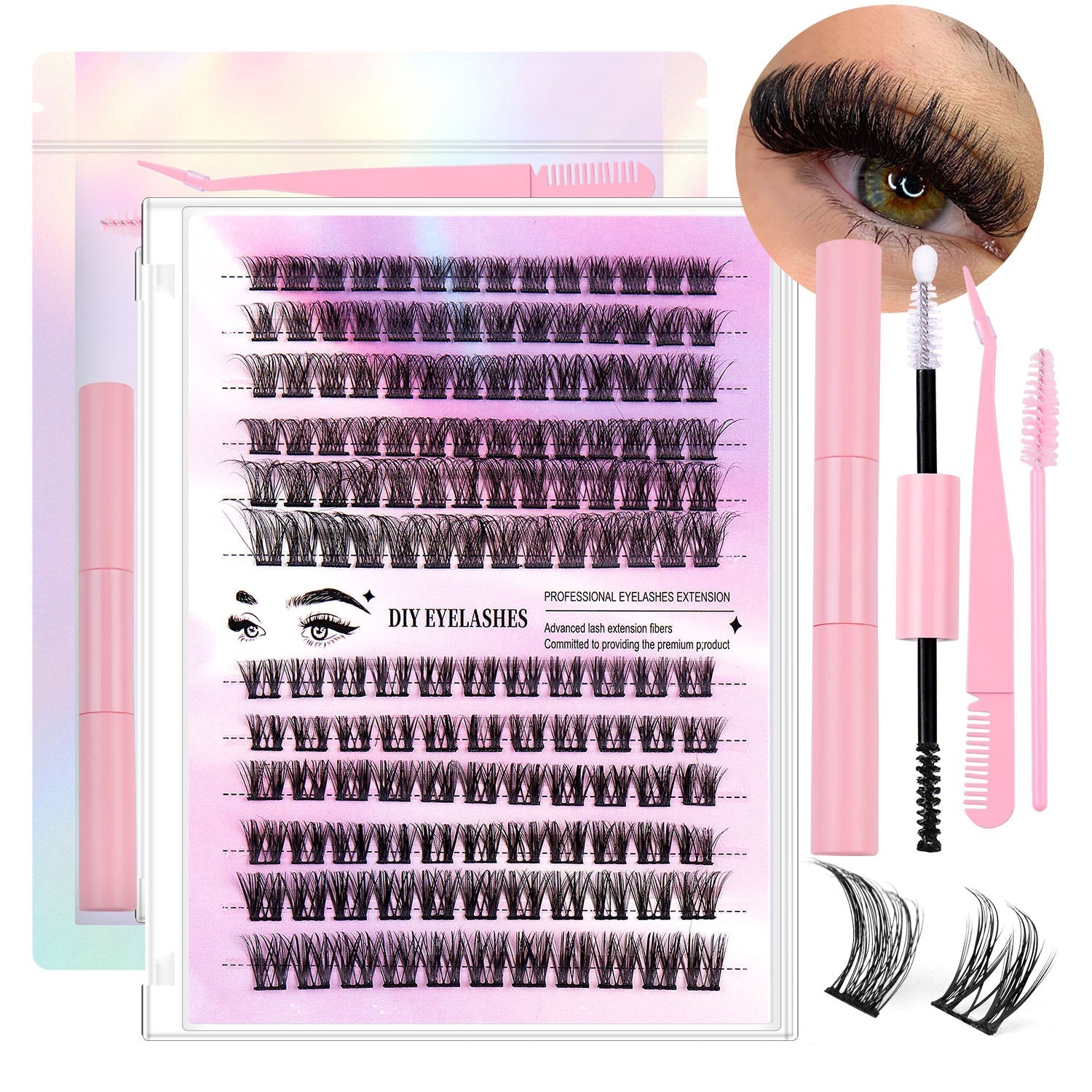 DIY Lash Clusters Kit – Salon Look at Home (12 Rows / 150 Pcs)