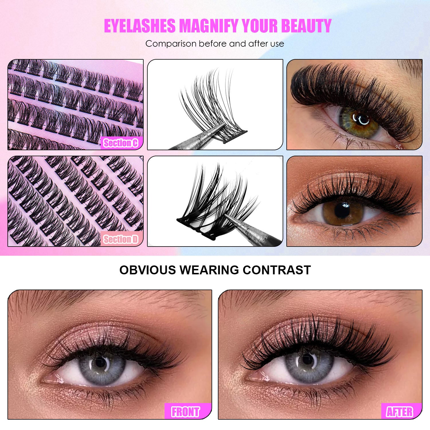DIY Lash Clusters Kit – Salon Look at Home (12 Rows / 150 Pcs)